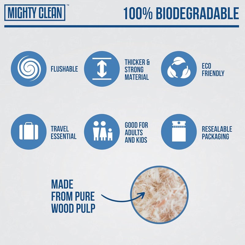 Mighty Clean Toilet Seat Covers Flushable - Upgraded XL Size| Biodegradable Paper Covers for Adults, Kids, Toddlers | Travel Essentials for Public Restroom, Airplane, Camping (50 Pack) - Image 2